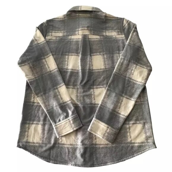 32 Degrees Heat Cozy Knit Button-Up Warm Plaid Shirt Gray XS X-SMALL - Picture 4 of 6